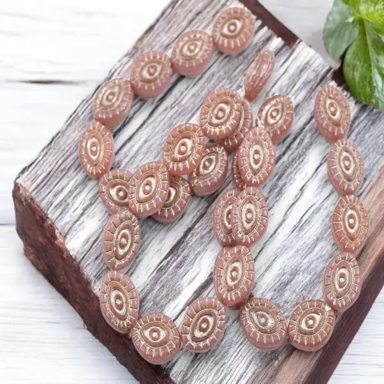 *10* 14x11mm Platinum Washed Dusty Pink Mystic Eye Beads {2}