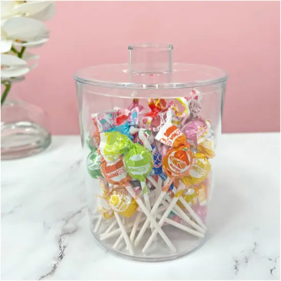 Pioneer Plastics 277C Clear Round Plastic Container with Lid, 4.0625" W x 4.75" H {6}