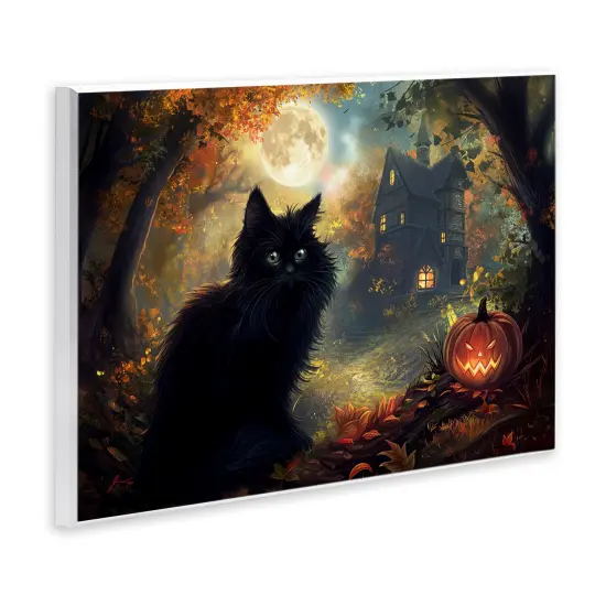 Stupell Industries Black Cat & Haunted Mansion Wall Plaque Design by Wumples {3}