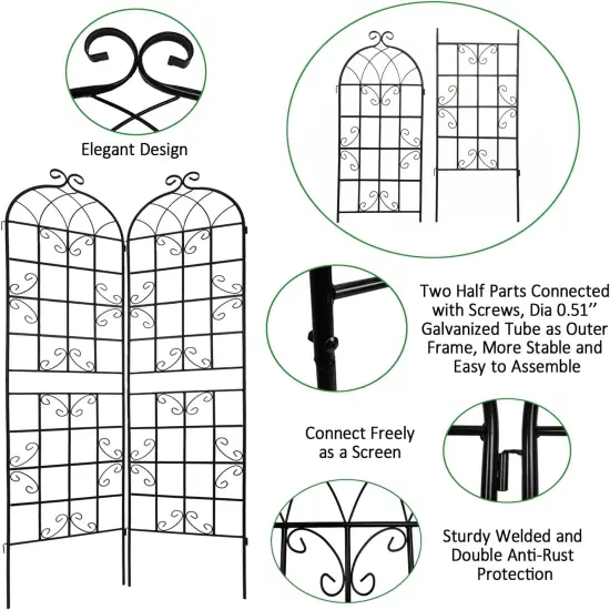 4-Pack Rustproof Metal Garden Trellis Plant Support {2}