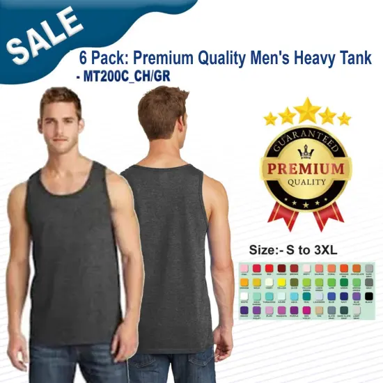 6 Pack: Premium Quality Men's Heavy Tank Top {3}