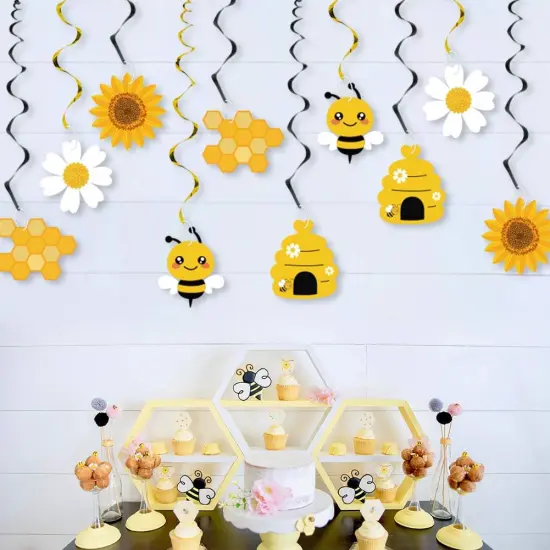 20PCS Summer Bumble Bee Hanging Swirl Decorations, Bee Party Hanging Swirls Foil Ceiling Streamers Honey Bee Themed Party Supplies {2}