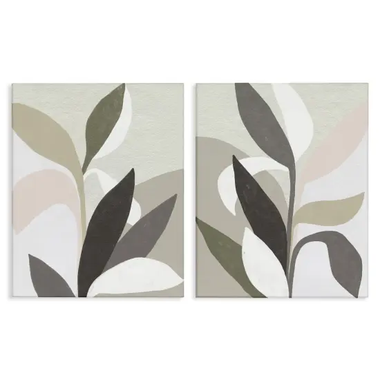 Stupell Industries Neutral Leaf Shapes 2pc Canvas Set Design by June Erica Vess {1}