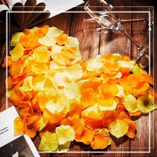 2000 Pcs Orange Yellow Rose Petal for Wedding Decorations Fake Silk Rose Flower Petals Artificial Rose Petals {5}