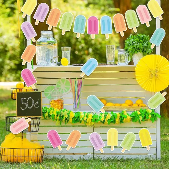 8Pcs Ice Pop Cutouts Summer Ice Lolly Bulletin Board Decor Candy Colorful Popsicle Shape Paper Cut-Outs with 100Pcs Glue Points for DIY Art Craft {5}