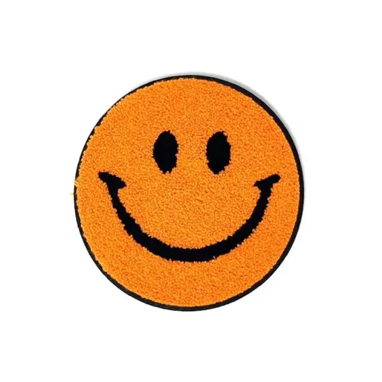 Happy Face Patch 8" Wide Single Color Sew On Emblem {4}