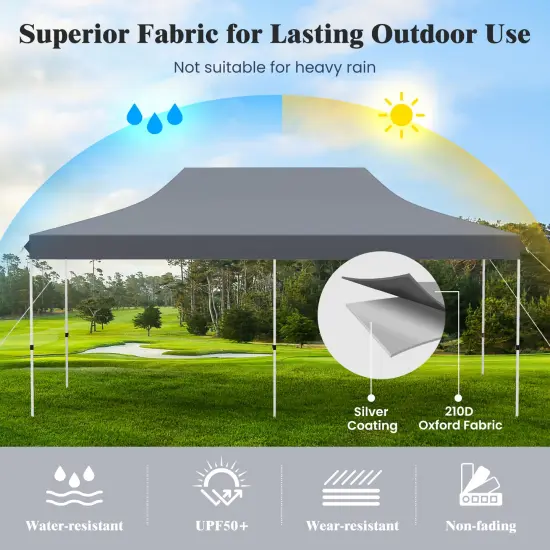 10x20 Feet Pop Up Foldable and Portable Outdoor Gazebo with Carry Bag Ideal for Party or Wedding Ceremony Grey {6}