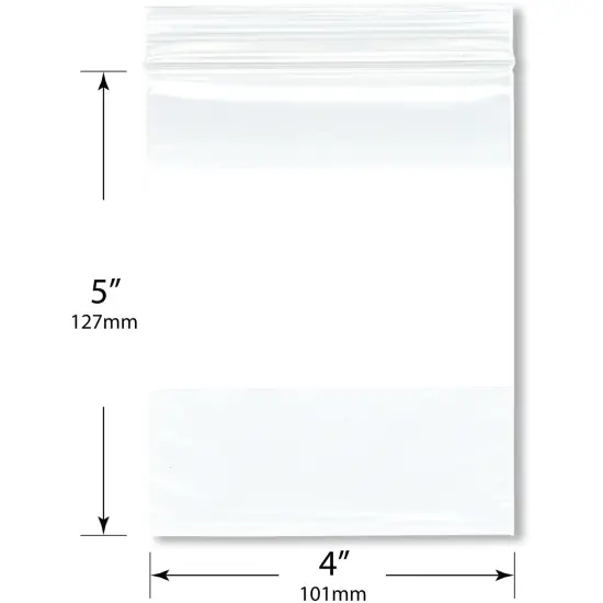Plymor 4" x 5" (Pack of 100), 2 Mil White-Block Zipper Reclosable Plastic Bags {3}