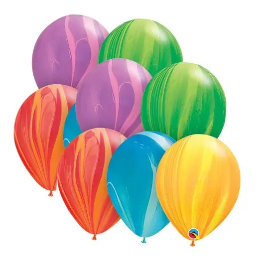 Qualatex&reg; 11 Inch Rainbow Superagate Assortment Latex Balloons {4}