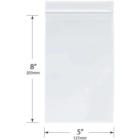 Plymor 5" x 8", 2 Mil Zipper Reclosable Plastic Bags {3}