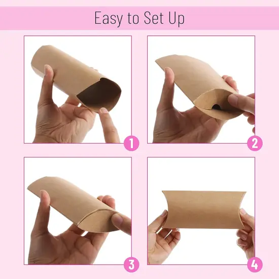 Kraft Pillow Boxes, 6.3x3.4x1.3 in, 25 Pack with Jute Twines, Kraft Gift Boxes, Paper Boxes for Gifts, Paper Pillow Candy Box, Pillow Boxes Craft, Favor Gift Boxes {3}