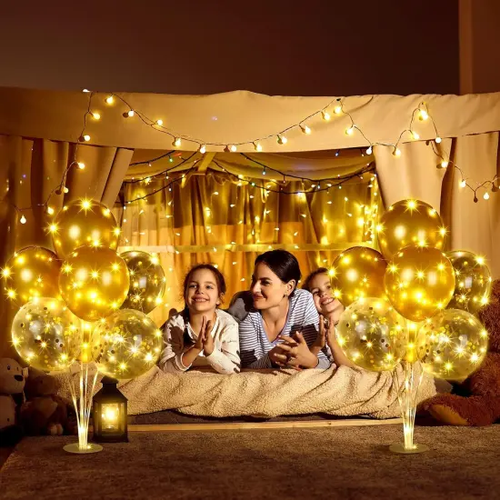 6 Set Balloons Centerpieces for Table with LED String Light 60 Pcs Balloons Light up Table Balloon Stand Centerpieces for Baby Shower Graduation Birthday Wedding Anniversary(Gold) {5}
