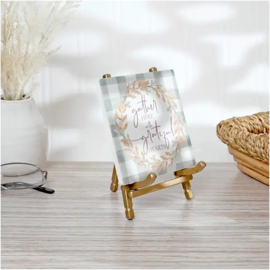 Bard's Satin Gold-toned Metal Easel, 5" H x 3.375" W x 3.5" D {4}