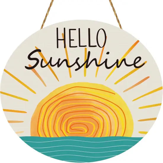 Summer Decor Wreaths for Front Door Wreath Hello Sunshine Front Door Decor Rustic Wooden Sign hanger for Pool Farmhouse Porch Home Spring Wall Decorations {1}