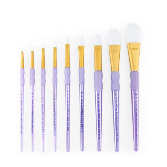 RCC 307 | Crafter's Choice&trade; 9pc White Taklon Variety Brush Set {3}