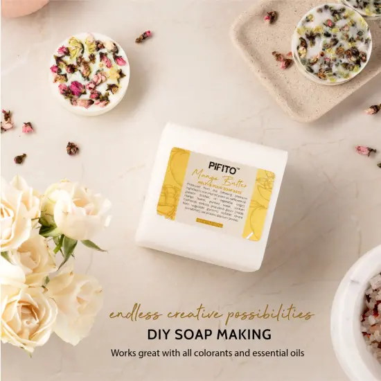 Pifito Mango Butter Melt and Pour Soap Base │ Bulk Premium 100% Natural Glycerin Soap Base │ Luxurious Soap Making Supplies {3}