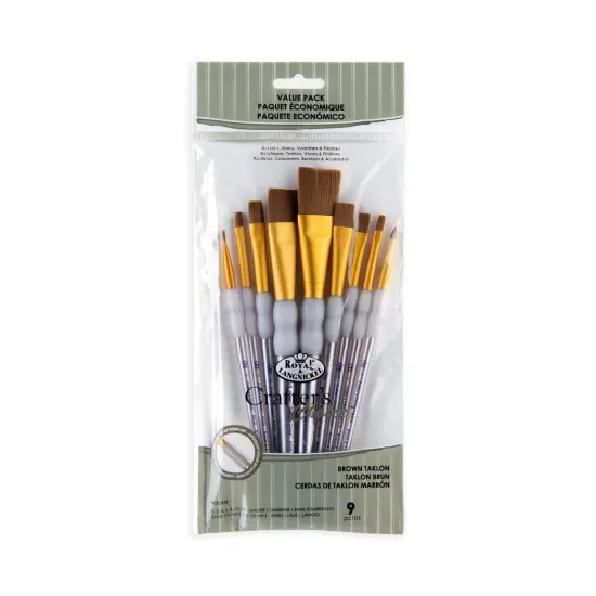 RCC 310 | Crafter's Choice&trade; 9pc Brown Taklon Variety Brush Set {1}