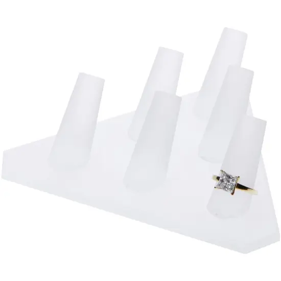 Plymor Frosted Acrylic Ring Finger Display, Six, 5.5" W x 5" D x 1.75" H {3}