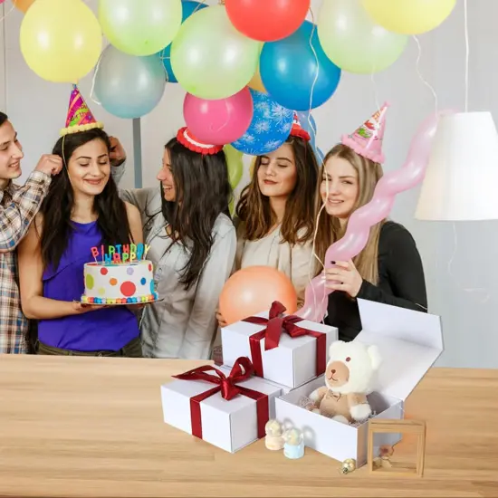 4 Pack 9.5x7x4 Inches Gift Boxes with Magnetic Closure Lids, White Magnetic Box for Wedding, Groomsmen Bridesmaid Proposal, Birthdays, Mother's Day {3}