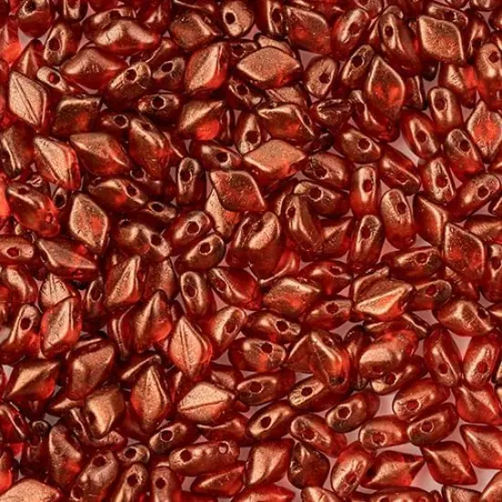 Matubo 2-Hole Czech Glass Crystal Halo Gemduo Beads, 50g Razzmatazz {1}