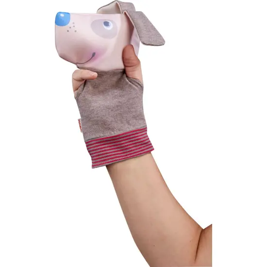 HABA Dog Hand Puppet with Interactive Grabbing Feature Where Puppeteer's Fingers Become Arms of The Animal Multicolor {3}