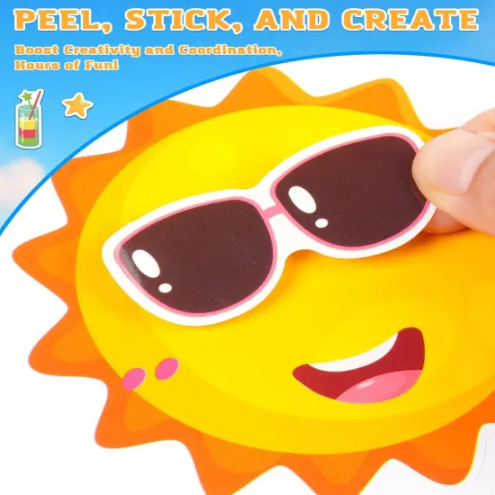 48 Sheets Summer Fun Make-a-Face Sticker Set for Kids &ndash; Create Your Own Faces with Beach, Tropical & Animal Stickers &ndash; Ideal Summer Crafts {4}