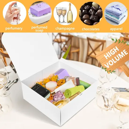 8Pack Large Gift Boxes with Lids, 12x12x5 Inches Bridesmaid Proposal Box With Ribbon, White Boxes For Gifts, Paper Gift Box For Presents, Wedding, Bridal Shower, Birthday Party {3}