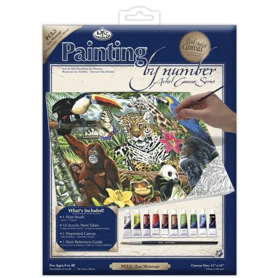 PCL3 | Painting by numbers&trade; 13pc 11" x 14" Zoo Montage Canvas Painting Project {1}
