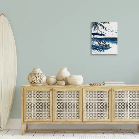 Stupell Industries Blue Toned Tropical Beach Scene Canvas Design by Carol Robinson {2}