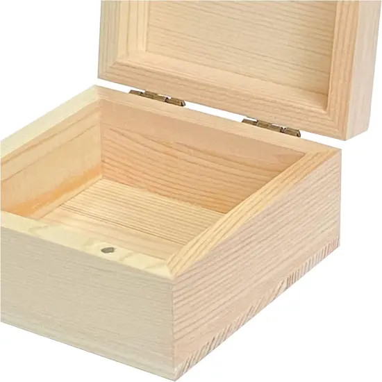 6 Pack Unfinished Wood Box Crafts Wooden Square Box with Magnetic Hinged Lid (3.5 x 3.5 x 1.9 in) {4}
