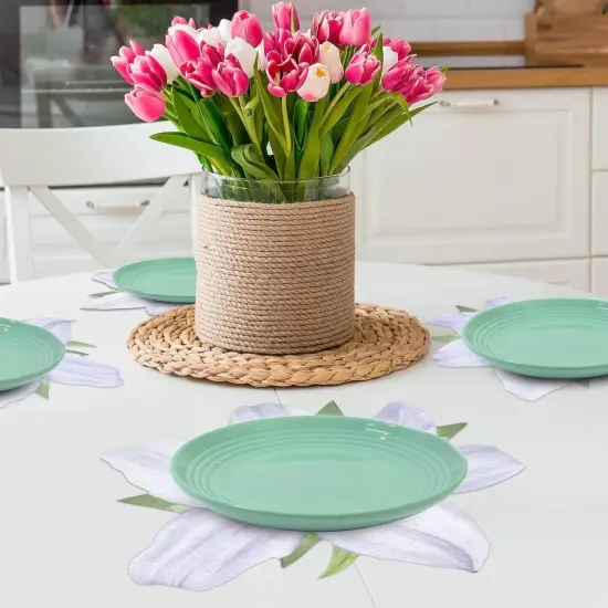 Gift Boutique White Flower Paper Place Mats Disposable Shaped {4}