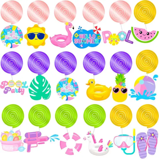Pool Party Hanging Swirls 20Pcs Summer Beach Pool Birthday Party Decorations Summer Ceiling Hanging Decorations for Hello Summer Party Beach Party Luau Hawaii Party Summer Party Supplies {4}