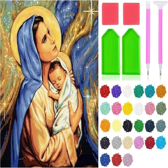5D DIY Diamond Painting Kits for Adults, Large Size Full Drill Diamond Arts Rhinestone Pasted, DIY Painting Diamonod Dot Arts Crafts for Home Wall Decor Gift, 15.7"x19.7" (Virgin Mary) {2}