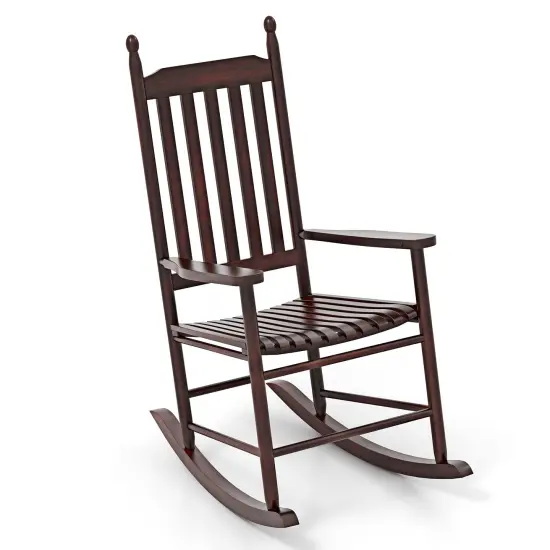 Acacia Wood Rocking Chair with Ergonomic Seat & Gentle Rocking Motion Brown {1}