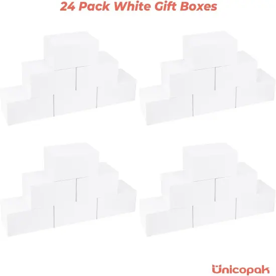 24 Pack Gift Boxes 9x6x4 Inches White Gift Boxes with Lids for Presents White Boxes Bulk {4}