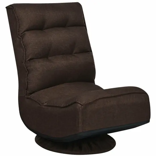 5-Position Folding Floor Gaming Chair with 360 Degrees Swivel Base Suitable for Any Room Rustic Brown {7}