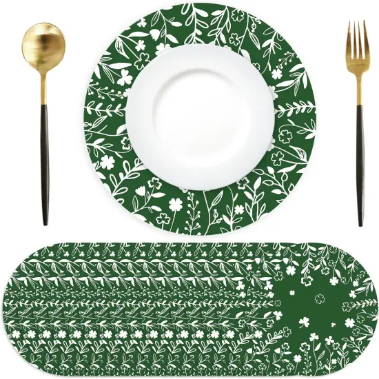 Paper Placemats Disposable 50 Pack Green Shamrock {1}