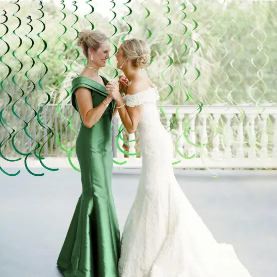 36Pcs Green Hanging Swirl Decorations Ombre Green Felt Swirl Streamer Spiral Ceiling Garland for Spring Summer Birthday Wedding Baby Shower Graduation Christmas St Patrick's day Holiday Party Supplies {4}