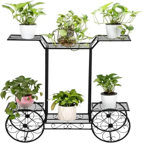 6-Tier Black Garden Plant Cart Stand {1}
