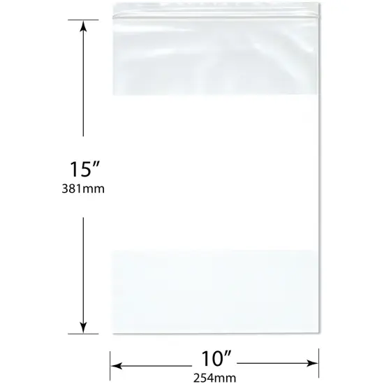 Plymor 10" x 15" (Pack of 100), 4 Mil Heavy Duty White-Block Zipper Reclosable Plastic Bags {3}