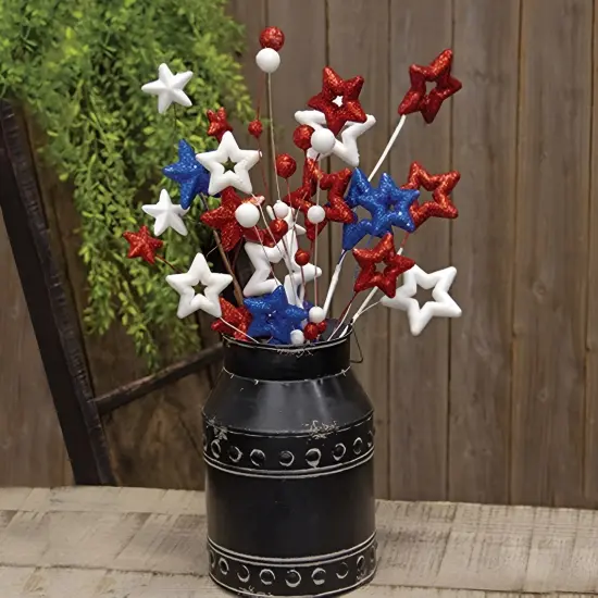 3 Asstd. Sparkle Americana Star Spray Red White Blue Glitter Home Decoration {5}