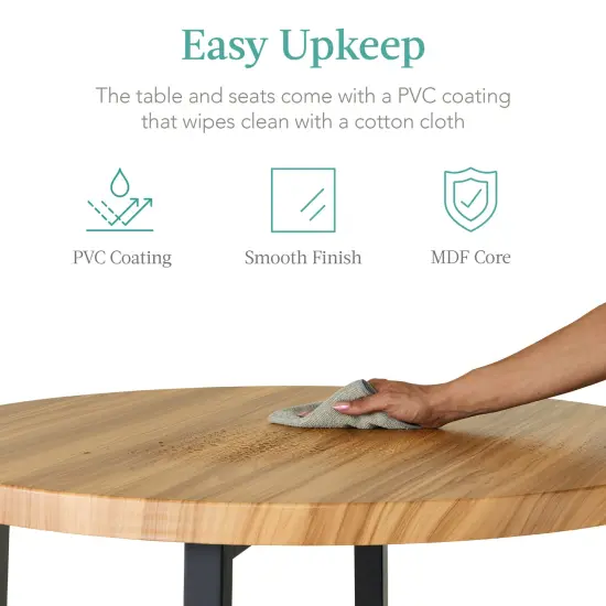 Best Choice Products 5-Piece Modern Round Counter Height Dining Set w/ 4 Chairs, 1.5in Thick Table Light Brown/Black {6}