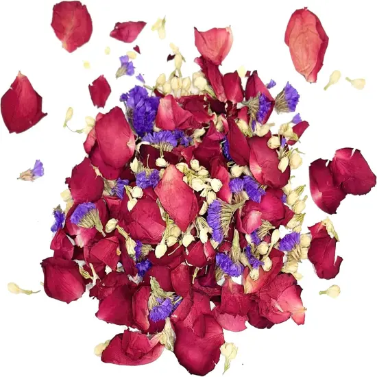 Biodegradable Wedding Confetti - Dried Flower Petals Natural Dried Rose, Jasmine & Forget-Me-Not Petals (3.5oz) | Eco-Friendly for Flower Girl, Church, Christmas, Valentine&rsquo;s Decor {1}