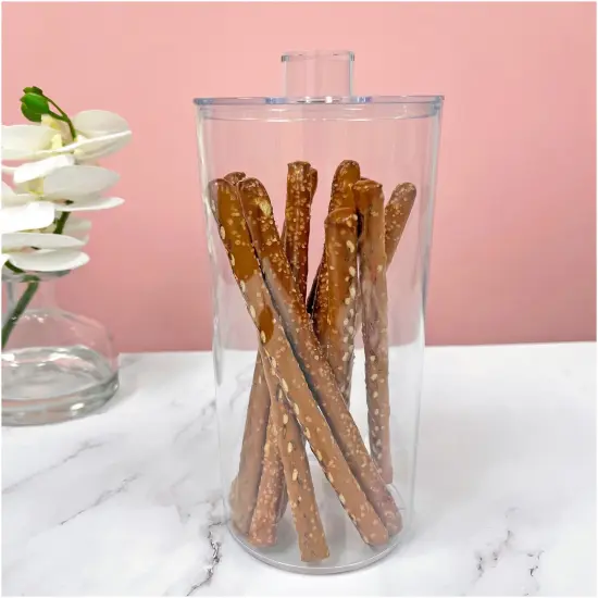 Pioneer Plastics 279C Clear Round Plastic Container with Lid, 4.0625" W x 8.125" H {7}