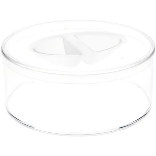 Pioneer Plastics 016C Clear Small Round Plastic Container with Pinch Style Lid, 3.3125" W x 1.3125" H {1}
