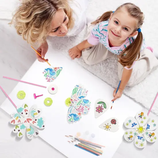 12 Pcs DIY Paper Pinwheels Bulk Make Your Own Pinwheel White Blank Paper Pinwheels Paper Craft Kits for Boys Girls Summer Activities School Group Daycare Home Project {3}