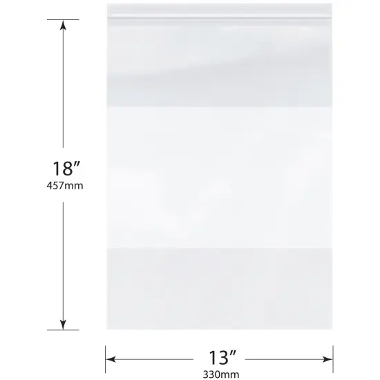 Plymor 13" x 18", 4 Mil with White-Block Heavy Duty Zipper Reclosable Plastic Bags {3}