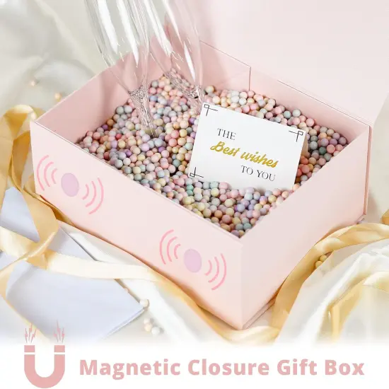 Pink Gift Box,9" X 7" X 4" with Ribbon for Presents Magnetic Closure Gift Packaging {5}