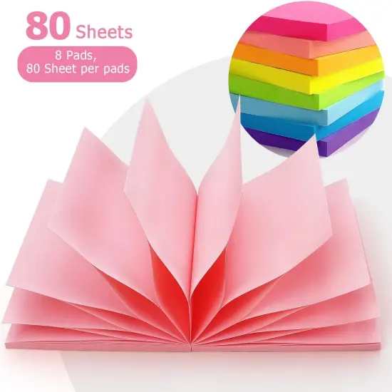 Pop Up Sticky Notes, 8 Bright Multi Colors,Accordion Self-Stick Notes, Purple Sticky Notes 8 Pads 80 Sheet/Pad {3}