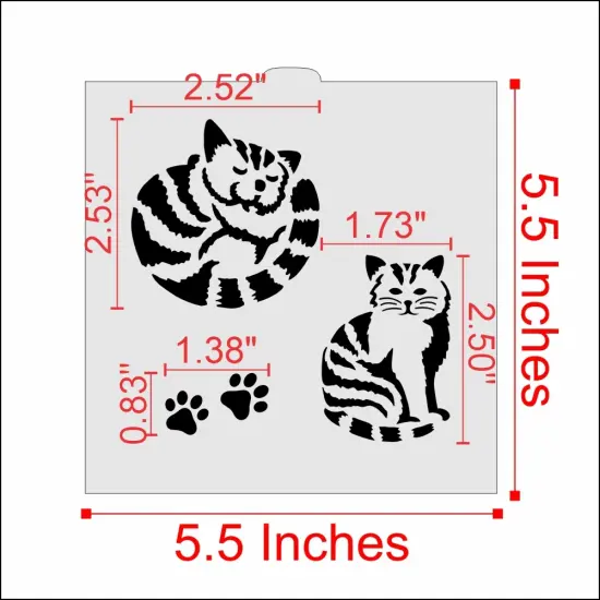 Striped Cat Cookie & Craft Stencil | CM029 by Designer Stencils | Stencils for Royal Icing, Airbrush, Dusting Powder | {2}